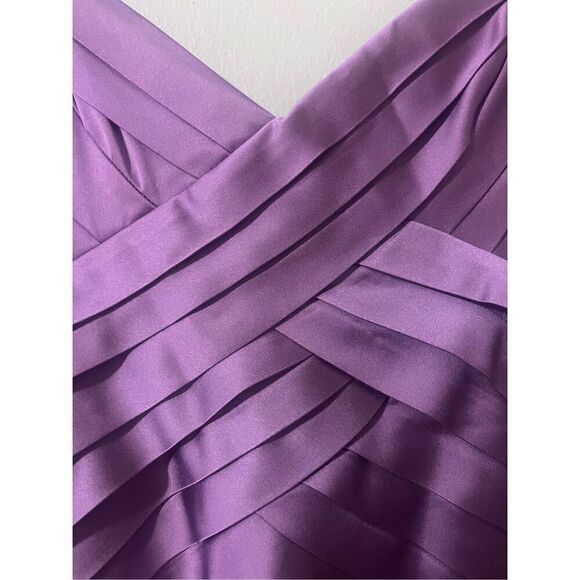 BCBG Max Azria Women’s Size 12 Mitzi Bandage Dress Purple Strappy Silky Zip Up - Picture 11 of 13
